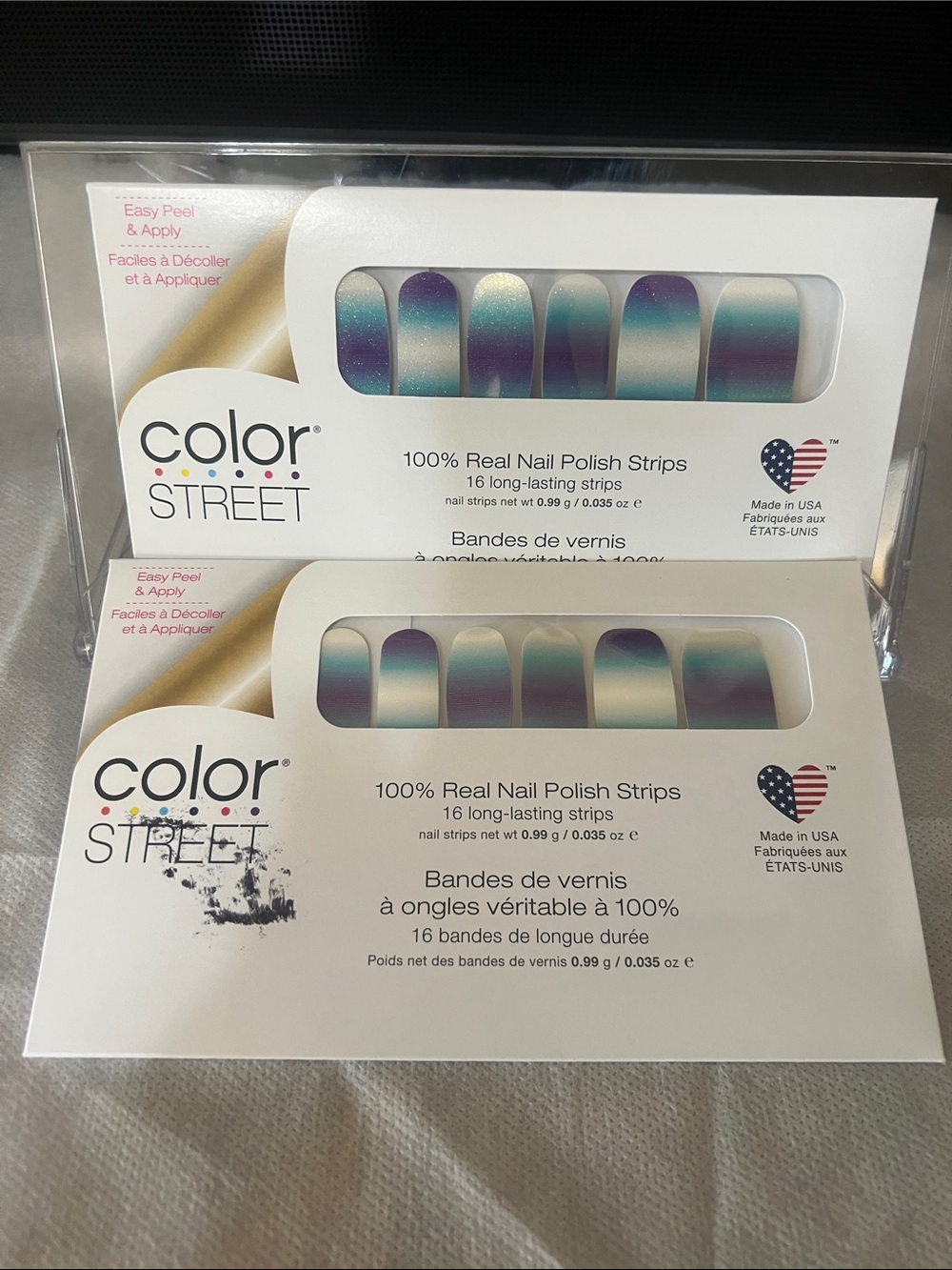 Color Street Teal to Purple Shimmer Ombre Nail Strips